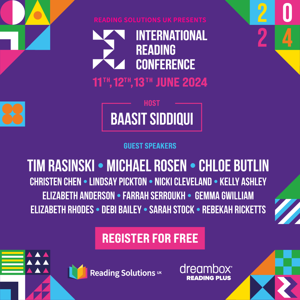 Social media graphic for the 2024 International Reading Conference. Features speaker lineup in the bold IRC brand style. Designed by Creative Footing.