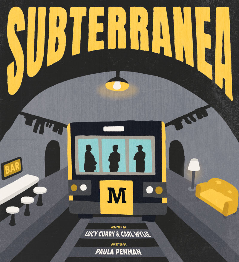 Illustration and artwork design for a local theatre show in Whitley Bay, featuring the iconic metro and embodying the spirit of the North East. Designed by Creative Footing.