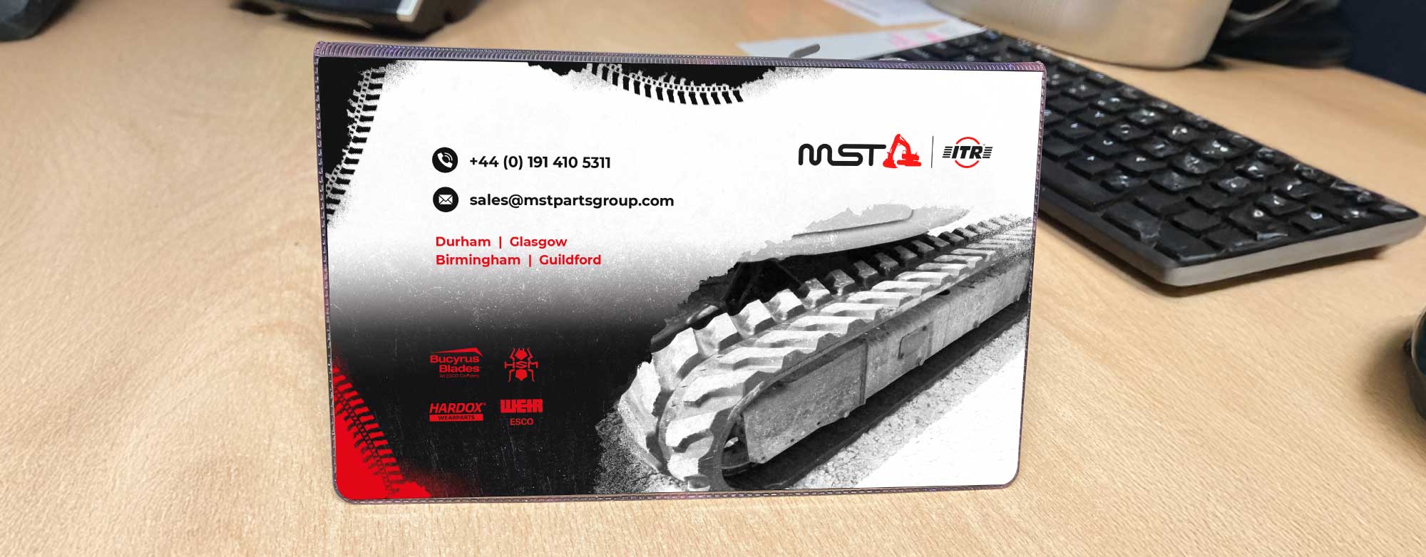 Mock-up of the MST Group desk calendar to demonstrate how the branded design appears in a real-world context. Designed by Creative Footing.