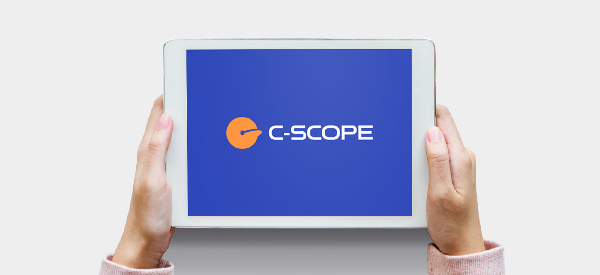 C-SCOPE logo design portrayed on a Ipad to show digital application